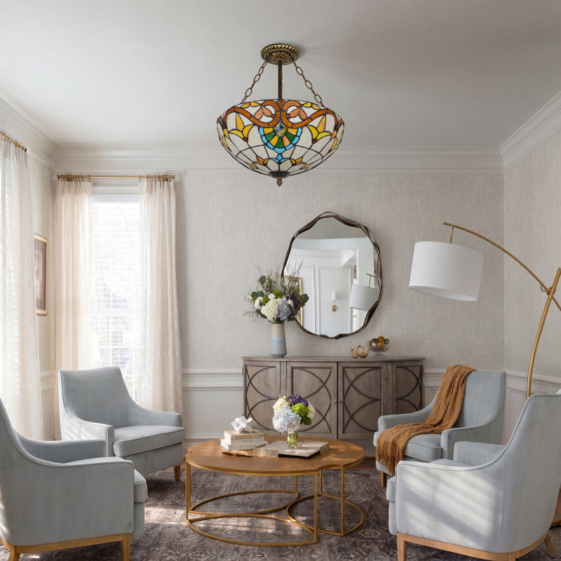 3 - Light 16" Baroque Flush Mount Light (Warm Bulbs Included)