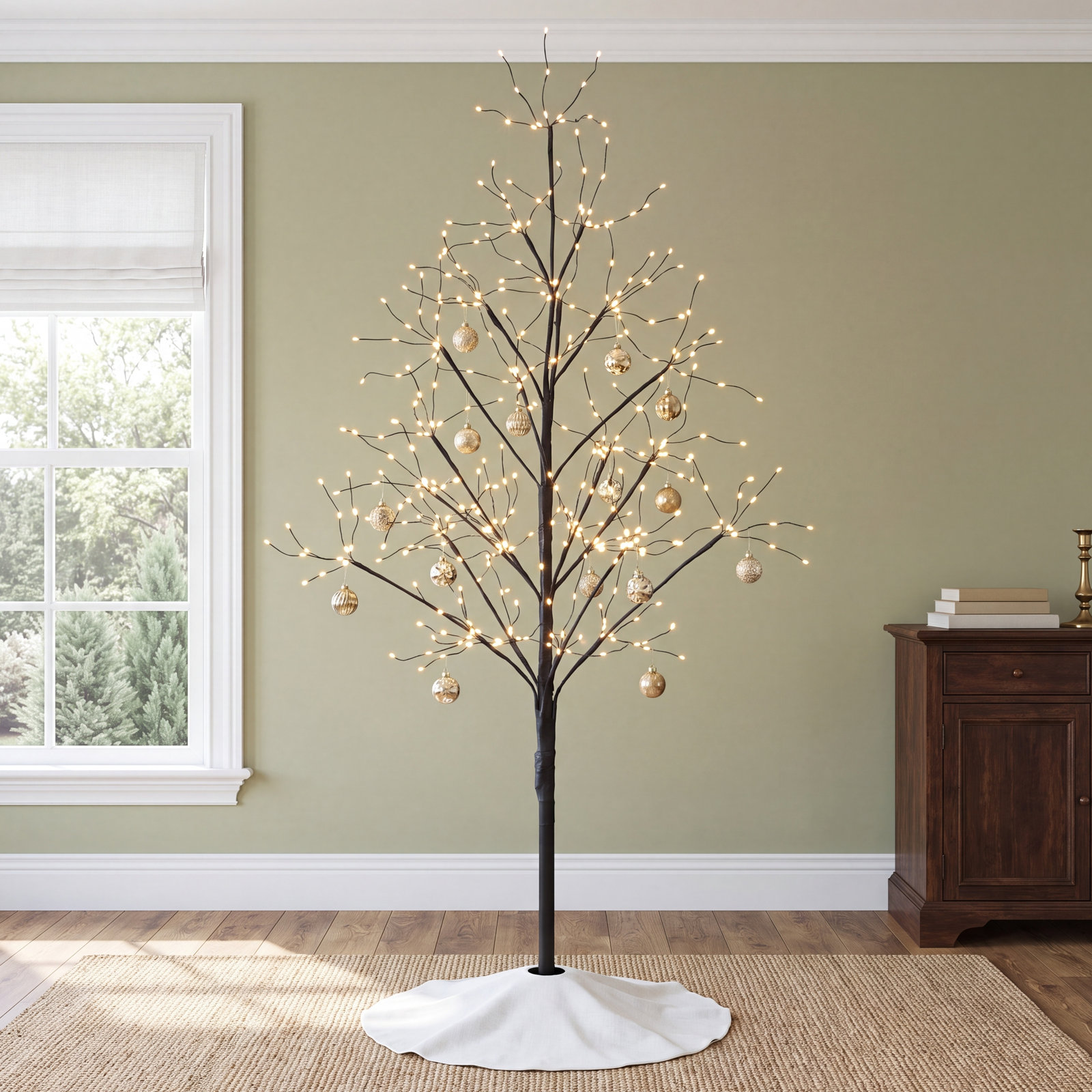 Black Fairy Light Tree, 46" H x 30" L x 30" D
