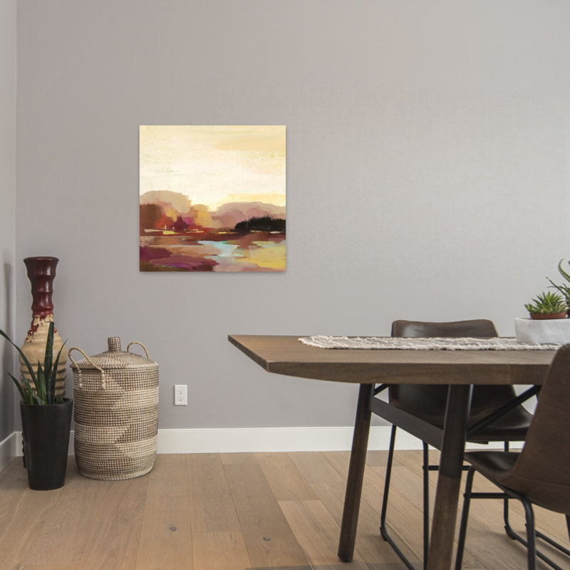 Paysage contemporain marron avec art abstrait turquoise, H 24 po x l 24 po