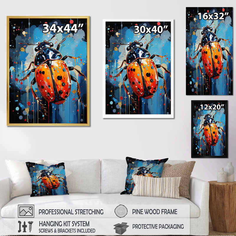 Art mural sur toile coccinelle, reproduction d'insectes de jardin - Pleins feux sur les coccinelles, Toile tendue