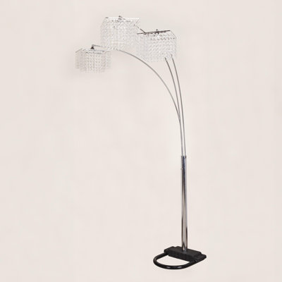 Modern Design Classic Luxury Sleek Multi-head Floor Arc Lamp Crystal-like Accents Drape Living Room Curve Lamp