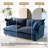 2 - Piece Upholstered Modular Plush Navy Chenille Cloud Sofa – Oversized Cushion Lounge Sofa-116826371
