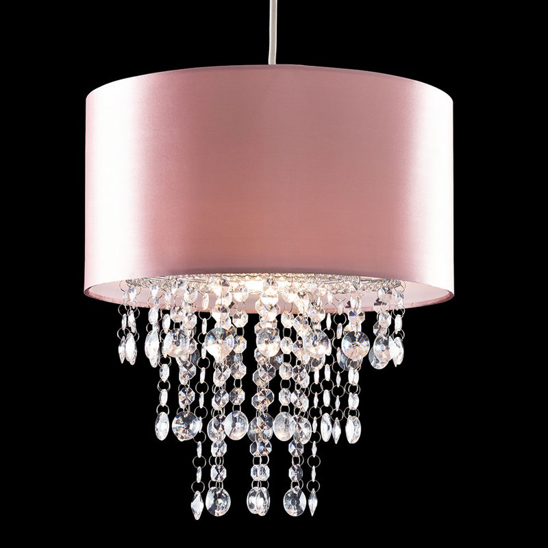 Jesmond 35 cm H Drum Cotton Pendant Shade ( Clip On ) in Pink