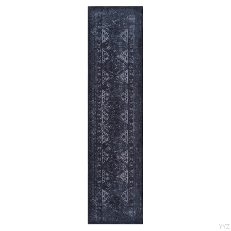 LOOM & LUXE Area Rugs 8X10 For Living Room, Washable Rug, Low-Pile, Non-Slip, Non-Shedding, Foldable, Kid & Pet Friendly - Area Rugs For Living Room, Bedroom, Kitchen (Black/Gray, 8' X 10')