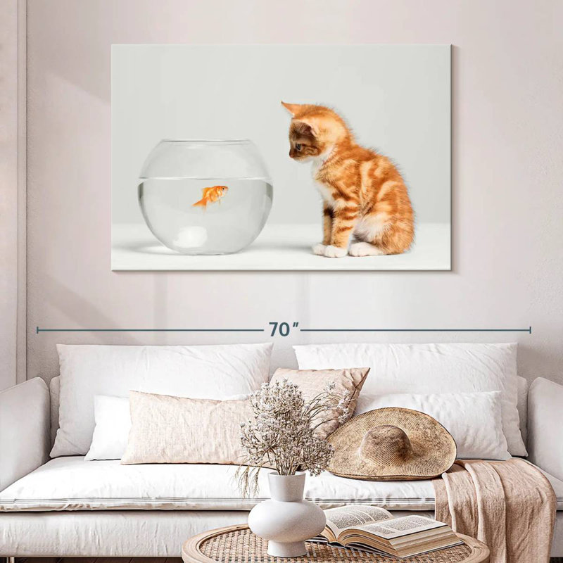 Poisson et chaton, H 32 po x l 48 po