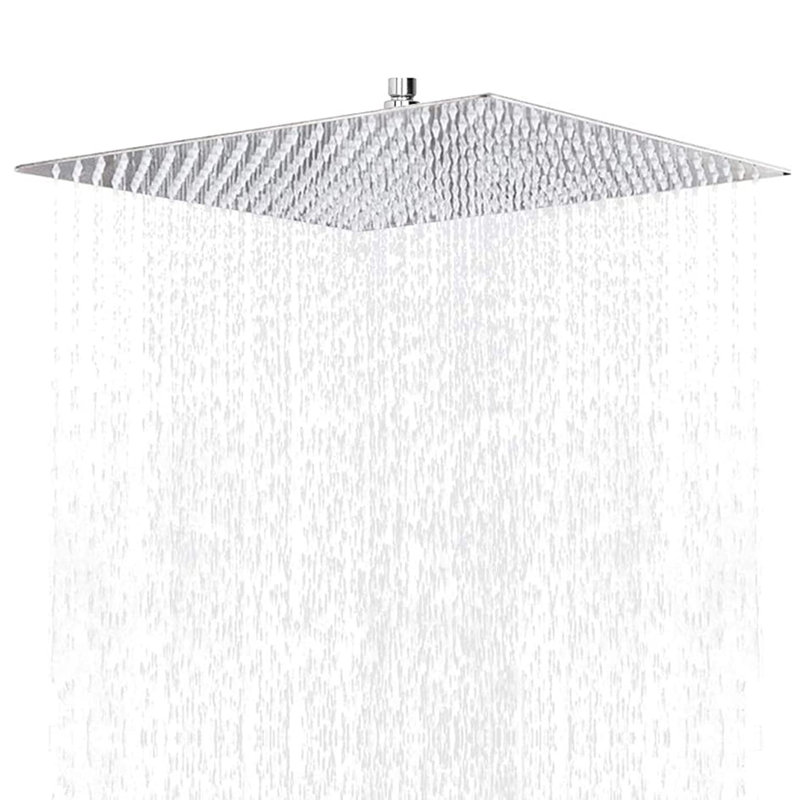 High Flow Stainless Steel Square Rainfall Shower, Chrome Finish