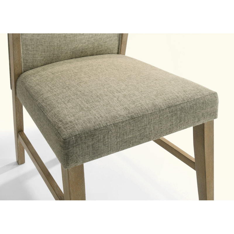 Ensemble de 2 chaises de salle à manger en lin beige avec pieds en chêne rustique