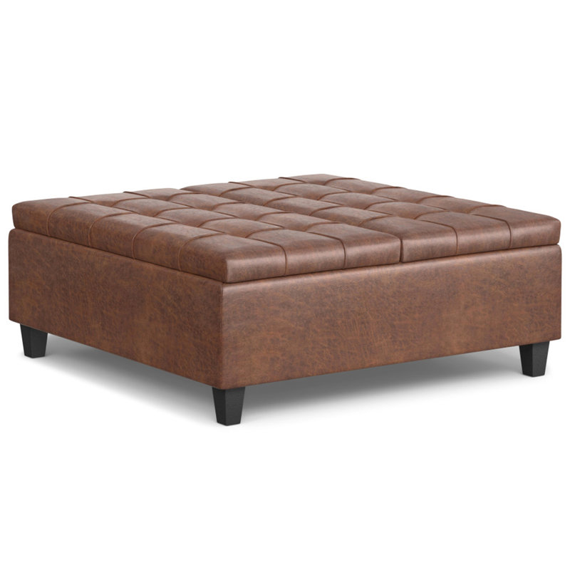 Table basse avec repose-pieds Harrison, H 16,5 po x L 40 po x l 40 po, Brun