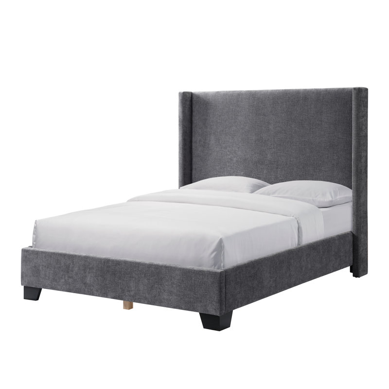 Lit plateforme tapissier Reinette, Très grand, Gris anthracite