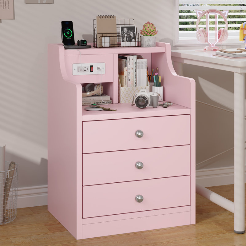 Akke 17.7'' W Nightstand, Pink