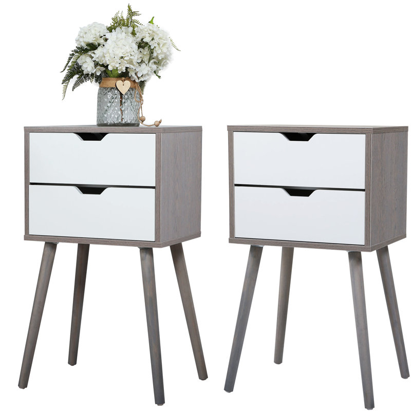 2 tables de chevet grises - rehausse le style intérieur, pour le salon et l'usure
