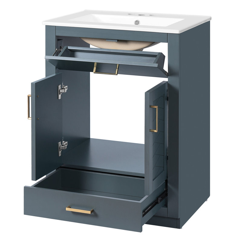 Single Bathroom Vanity with @Solid + Manufactured Top