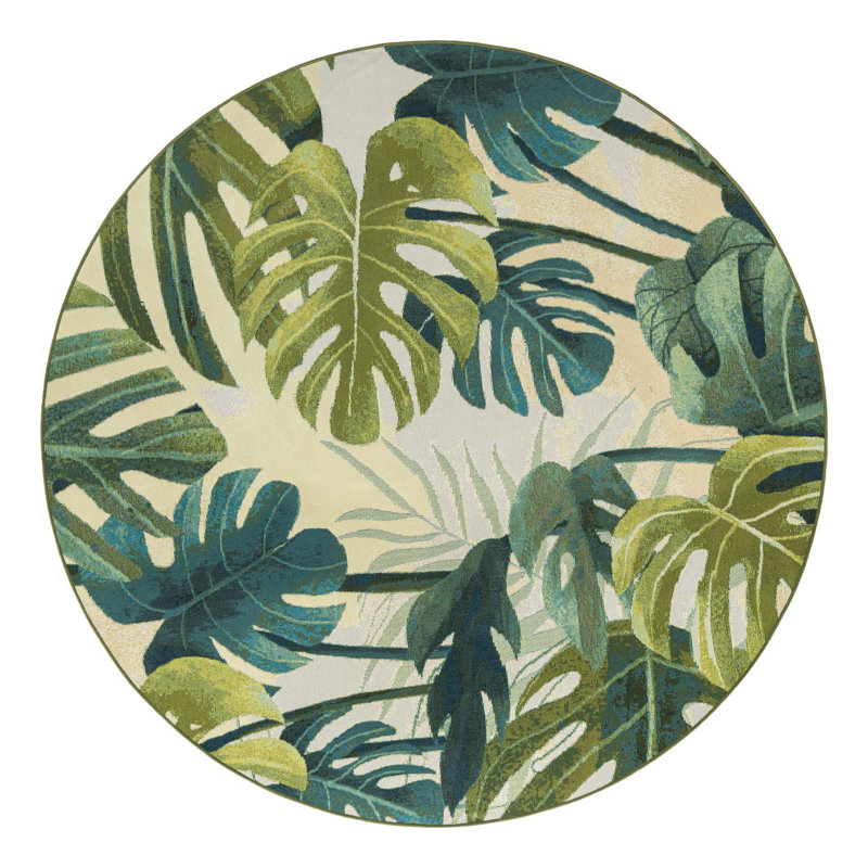 Tapis intérieur / extérieur floral Cindina, Rond 6 pi 1 po