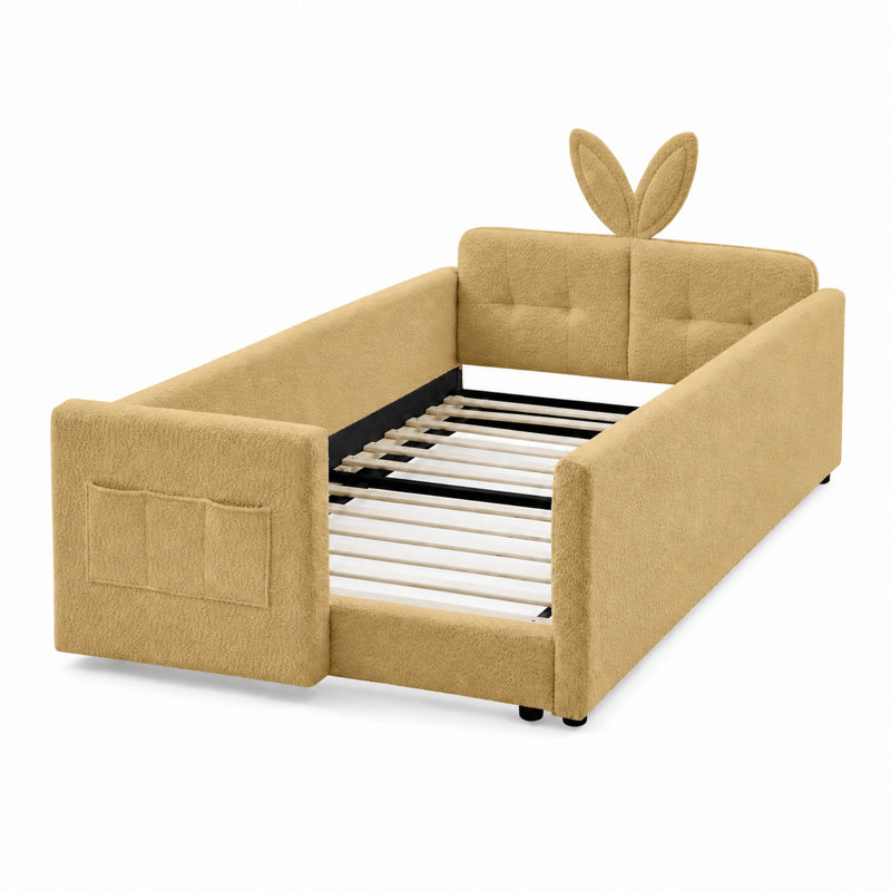 Lit simple tapissier Cozy Modern, Jaune