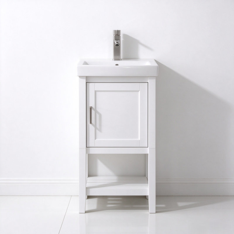 Grosso 17.5 " W Freestanding Standard 1 Single Vanity Bathroom Vanity With Ceramic Top, White