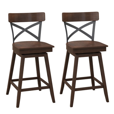 Marjola Swivel Solid Wood Counter Stool