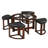 Solid Wood Glass Top Round Table Set, Coffee Table With 4 Stools