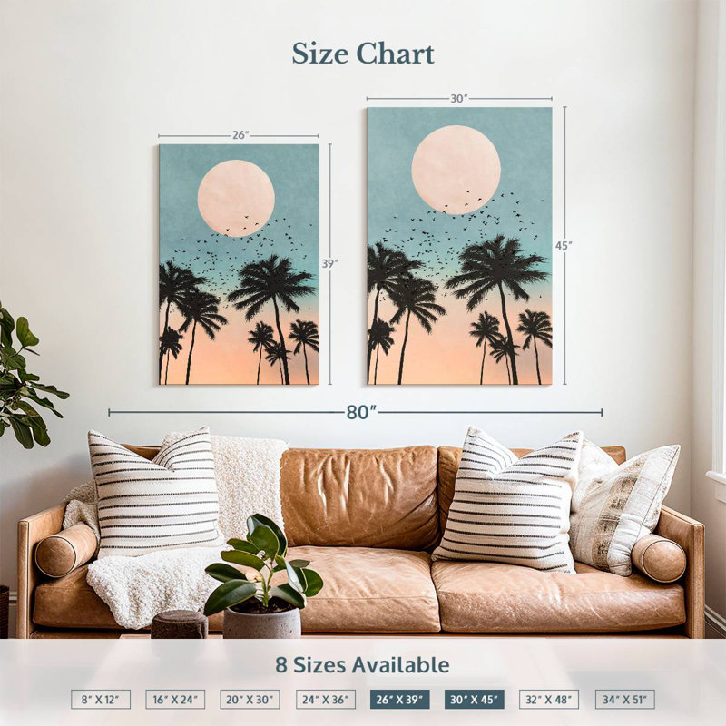 Harnek Palm Tree Sunrise, H 39 po x l 26 po