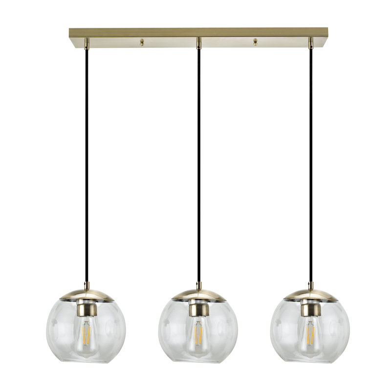 Thursa 3 - Light Kitchen Island Pendant, Antique Brass