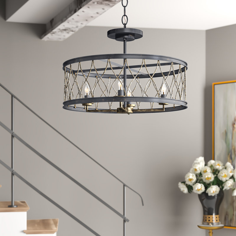 Crisscross 4 - Light Chandelier, French Black/Pyrite Bronze