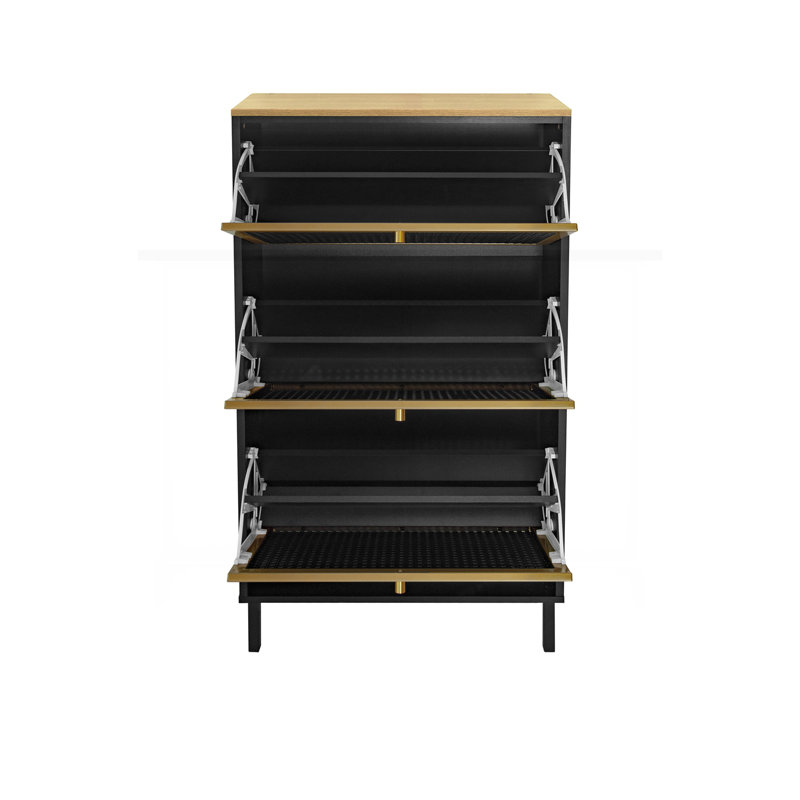 3 Metal Door Shoe Rack, Black