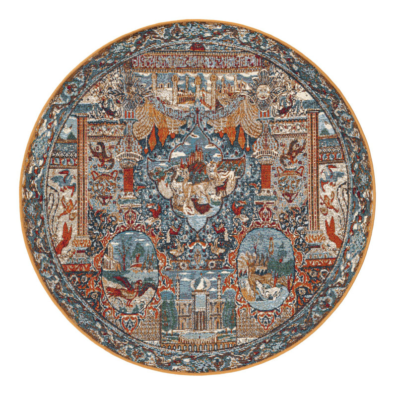 Tapis d'extérieur traditionnel, Rond 4 pi 1 po