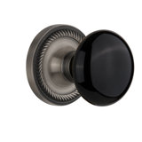 Black Porcelain Interior Mortise Door Knob with Rope Rosette