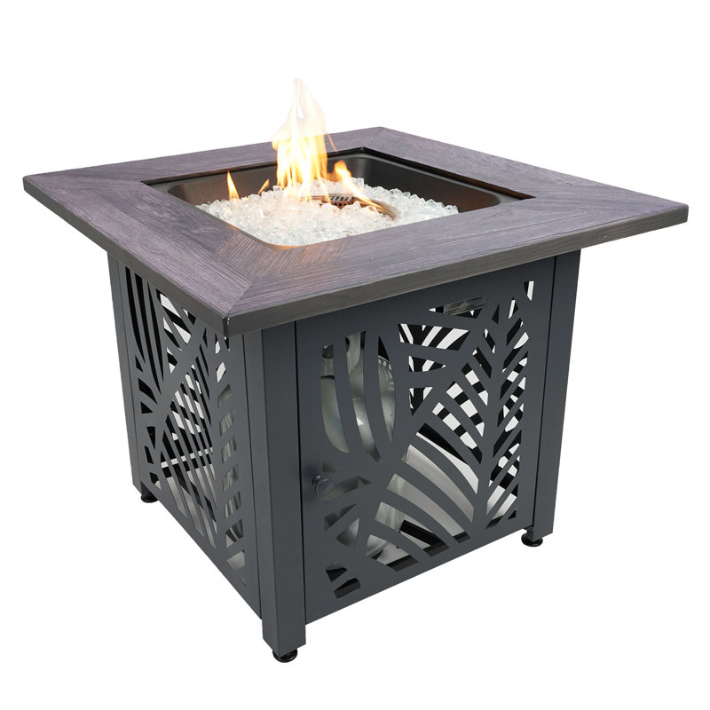 Lindsey 30 Inch Black Metal Square Gas Fire Pit Table