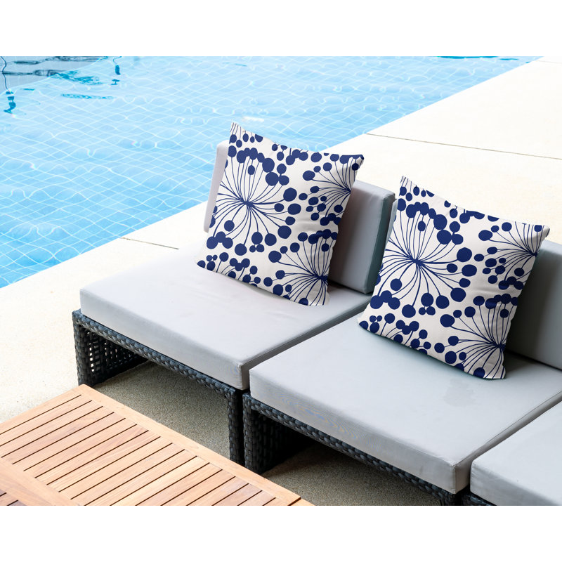 Housse et insert de coussin décoratif intérieur / extérieur en mélange de polyester, L 19 po x H 19 po, Bleu marine