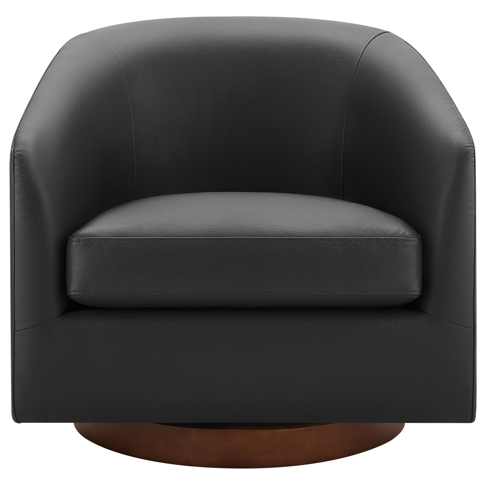 Bennett Faux Leather Swivel Barrel Chair (Set of 2), Charming Black