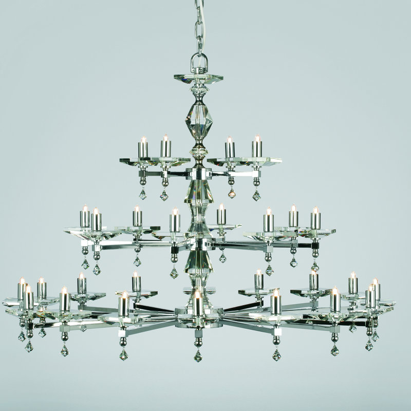 Mineral 28 - Light Geometric Chandelier, Nickel