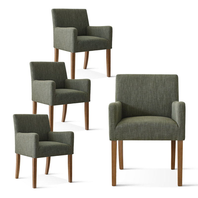 Beste Upholstered Solid Wood Dining Armchair, Dark Green