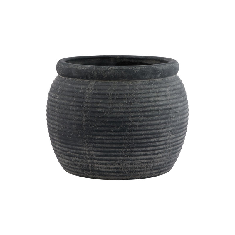 Marina Handmade Ceramic Planter, 20cm H x 28cm W x 28cm D, Grey