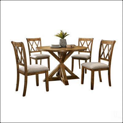 Windvale Cross-Buck Wood 5-Piece Dining Set