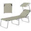Chaise de bronzage pliante, chaise longue d'extérieur avec parasol, pour plage, piscine