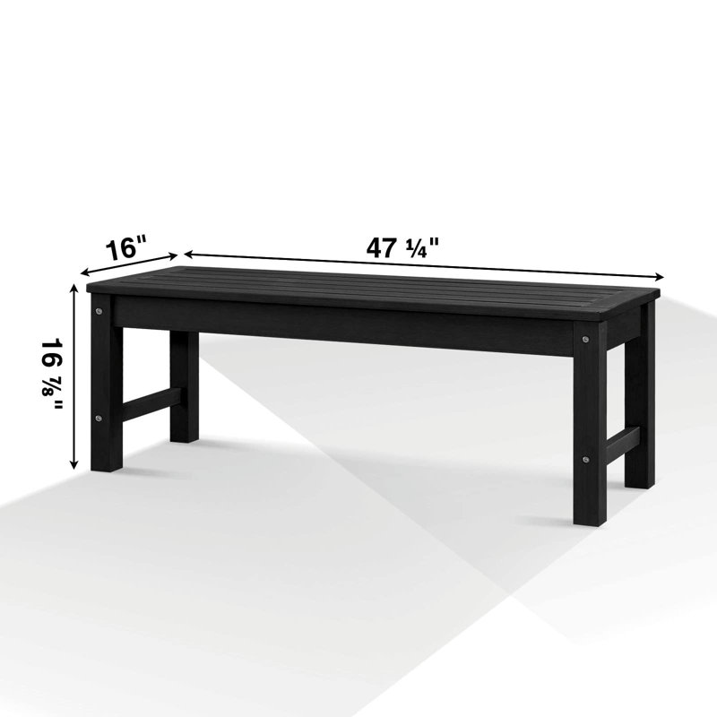 Banc de jardin pour l'extérieur sans dossier, ensemble de 2, banc de jardin robuste et durable, Noir, 2