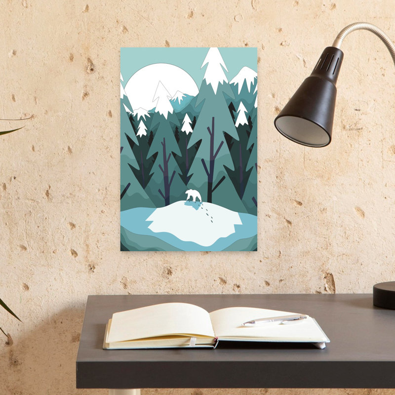 Contemporary Art Abstract Contemporary Bear Forest Landscape Wall Art by Stephen Wade - Wrapped Canvas Print
