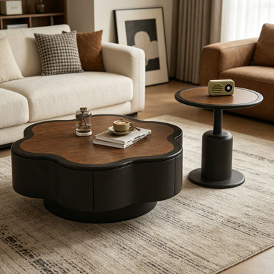 Table basse à pétales rétro français