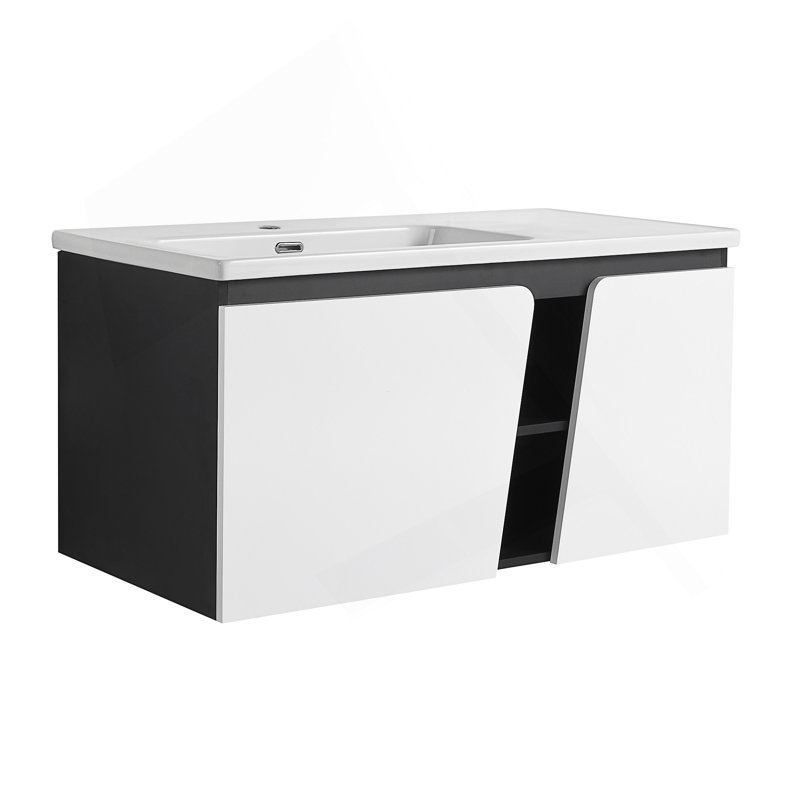 Meuble-lavabo mural 40 po avec lavabo en céramique et porte d'armoire à fermeture en douceur 40 po
