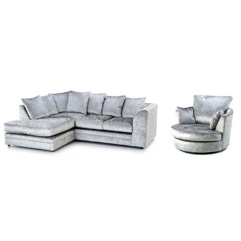 Romelia 2 - Piece Velvet Living Room Set, Silver, Left Hand
