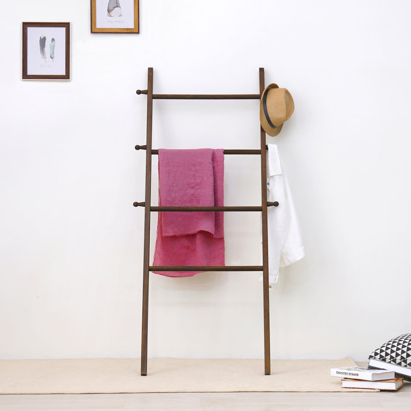 Wood 4 Freestanding Towel Rack, Brown