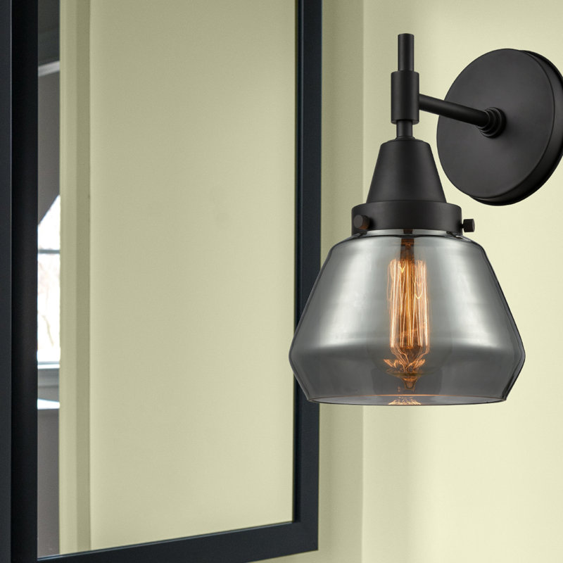 Caden Fulton - 1 Light 7" Sconce - Matte Black Finish - Light Smoke Shade, Matte Black, Incandescent, Plated Smoke