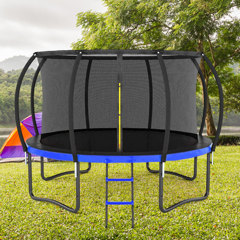 Grand trampoline extérieur 12 pi avec filet de sécurité intérieur, Noir