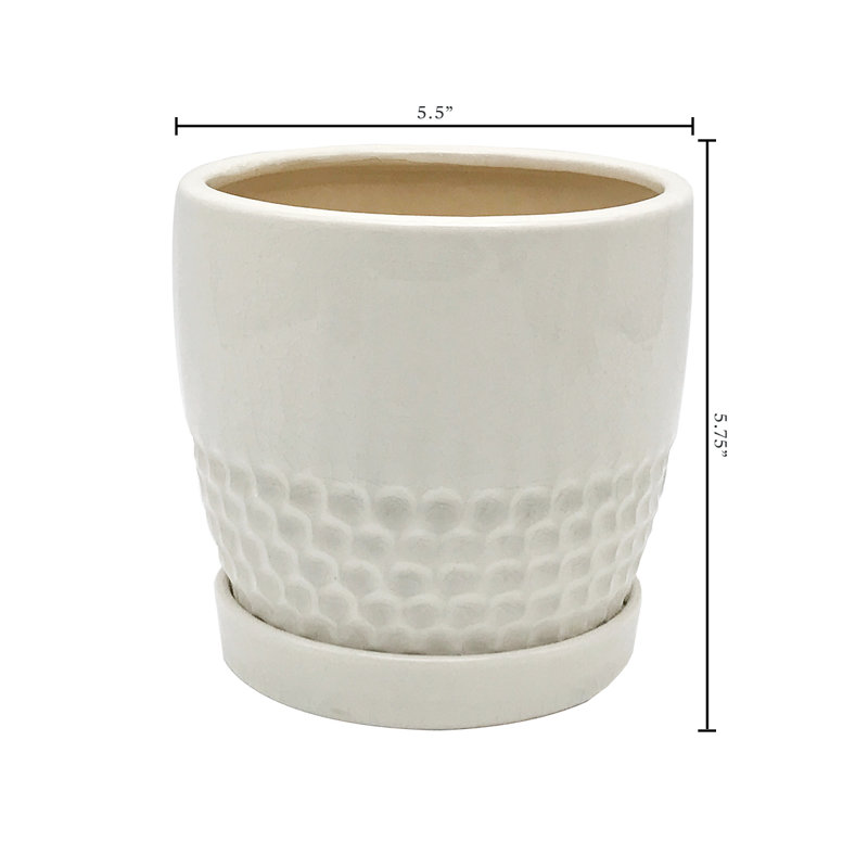 Kutsi Ceramic Pot Planter, White