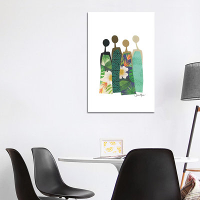 Diverse Women In Tropical Dress by LouLouArtStudio - Print on Canvas