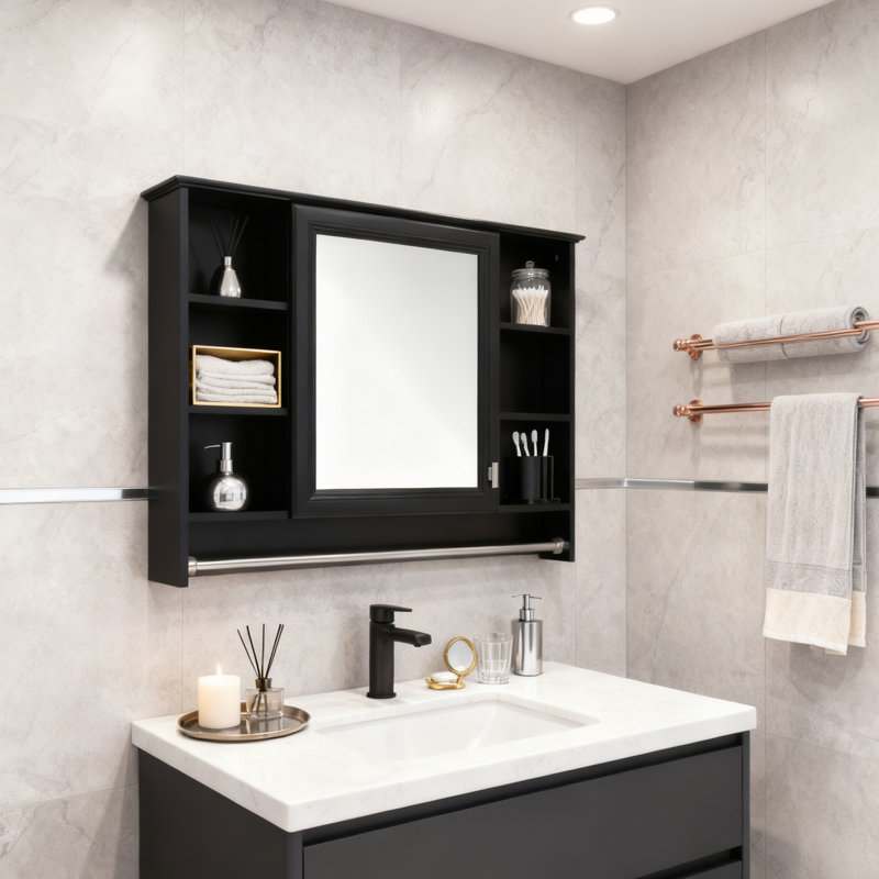 Armoire de salle de bain murale 3-en-1 avec tablettes réglables et portes à fermeture douce, H 28,7 po x l 36 po x P 7,1 po