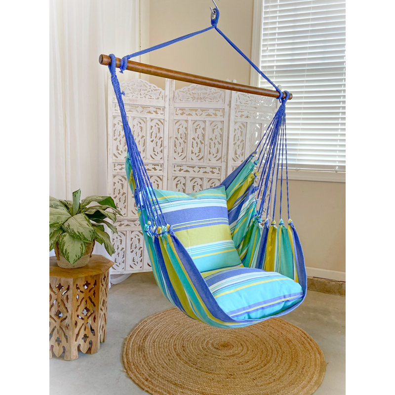 Chaise hamac colorée Grace, Bleu et vert