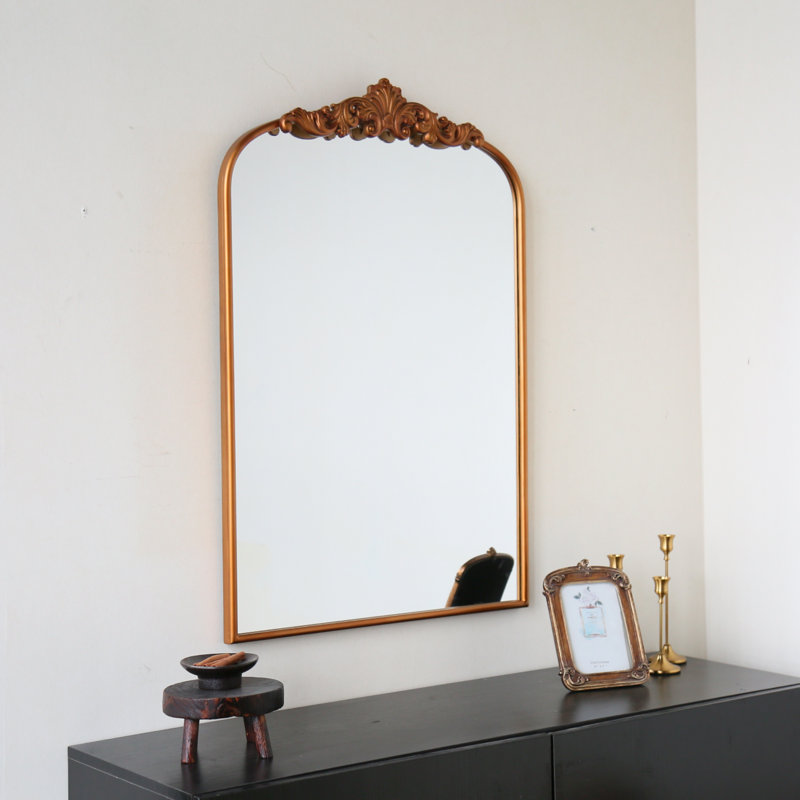Kherington Antique Gold Arched Vintage Mirror, 35.83" x 24.02"