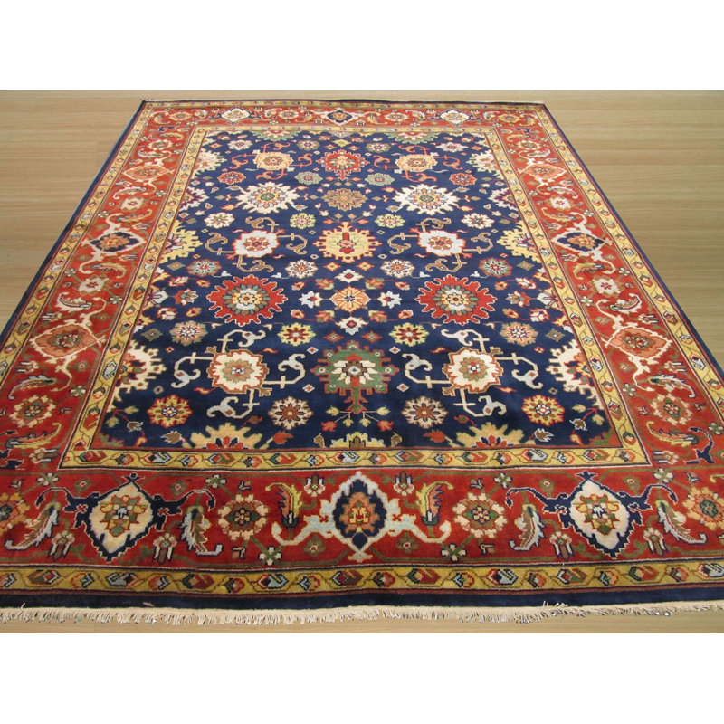 Tapis oriental traditionnel violet en laine noué à la main violet, Rectangle 9 pi x 12 pi