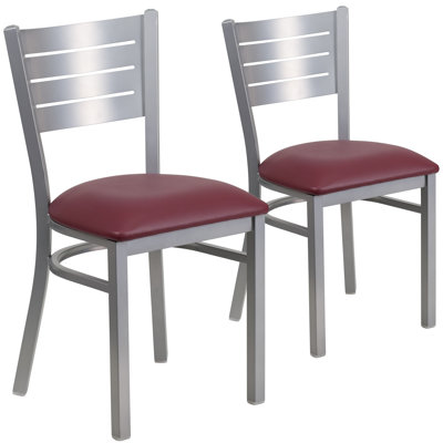 Elkton Silver Slat Back Metal Restaurant Chair